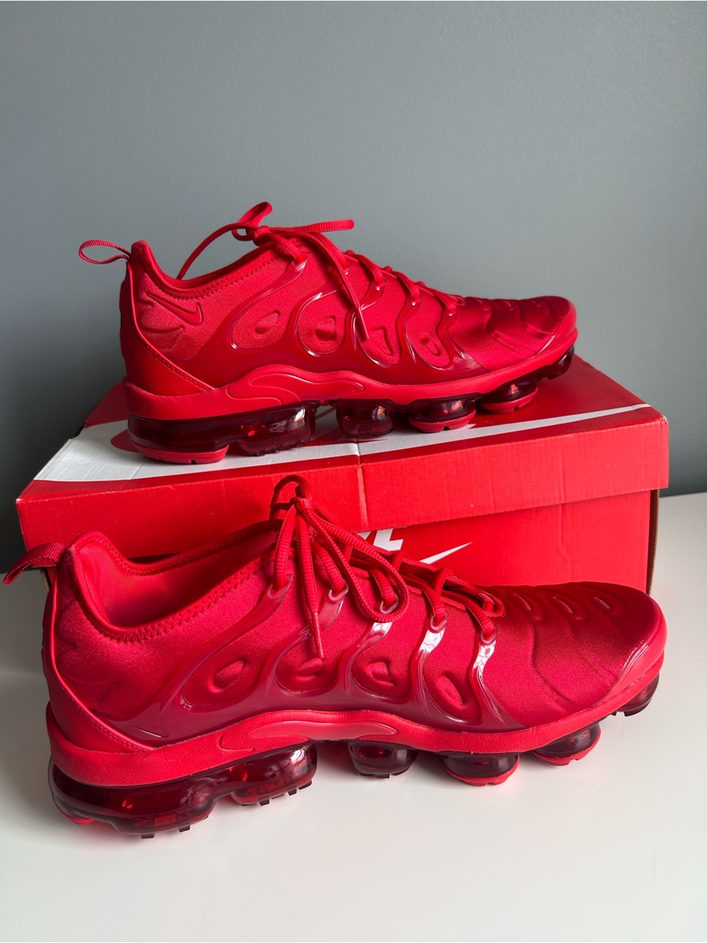 Nike Men’s Bright Red VaporMax Plus Sneakers